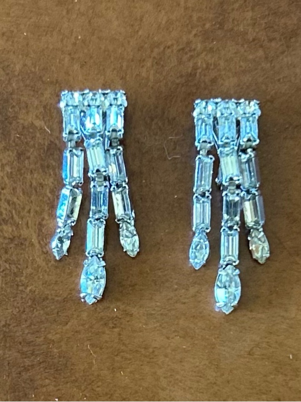 Vintage Rhinestone Drop Clip Earrings